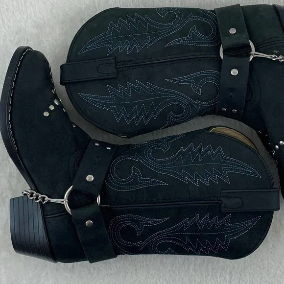 Smokey Mountain Embellished Black with Blue Cowgirl Boots Sz 13.5 - Picture 8 of 12